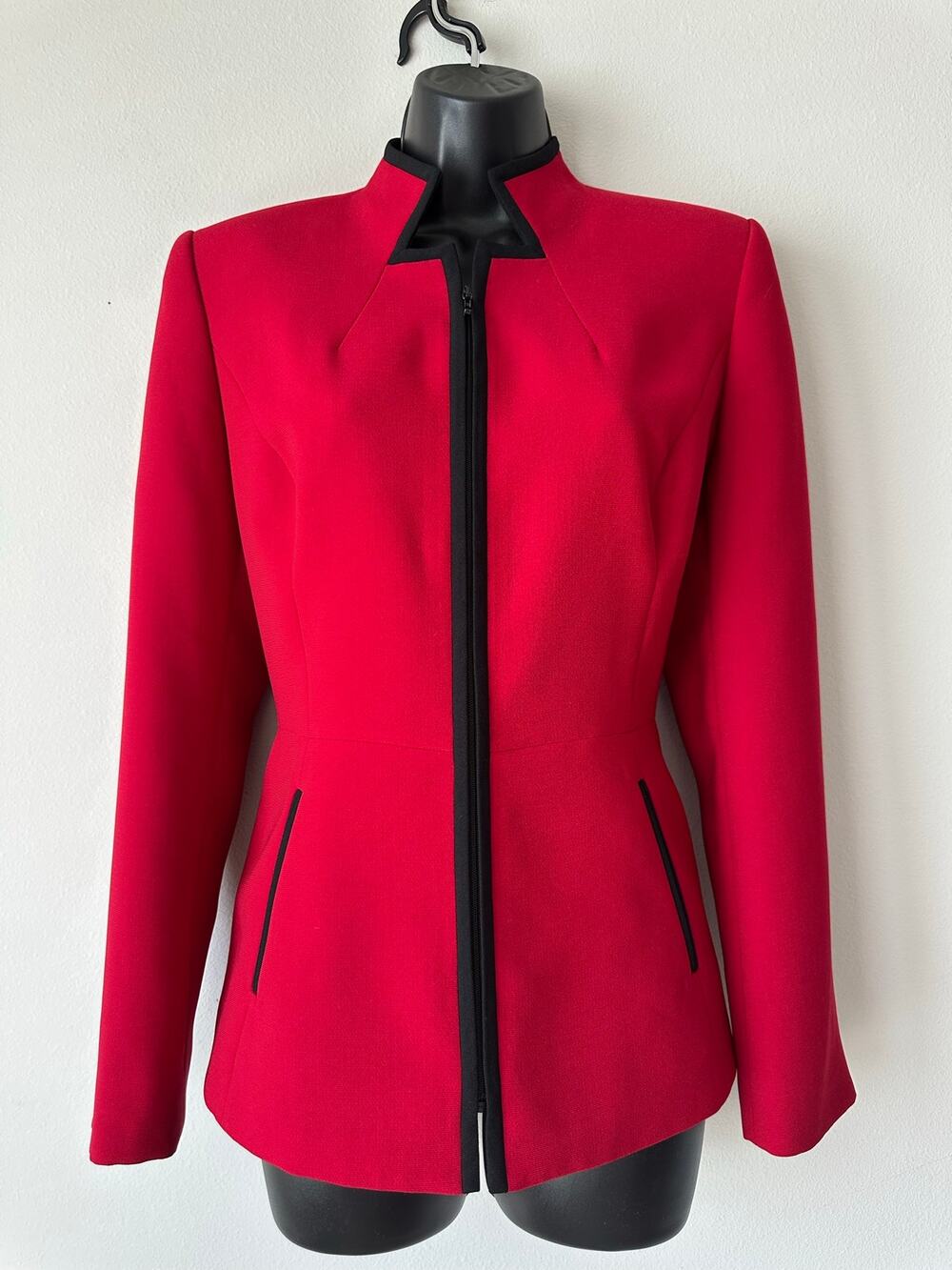 Vintage Liz Claiborne Red Zip Front Structured Blazer Jacket Size 6